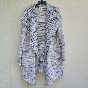 Billabong drape open front knit cardigan gray and blk womens sz small
